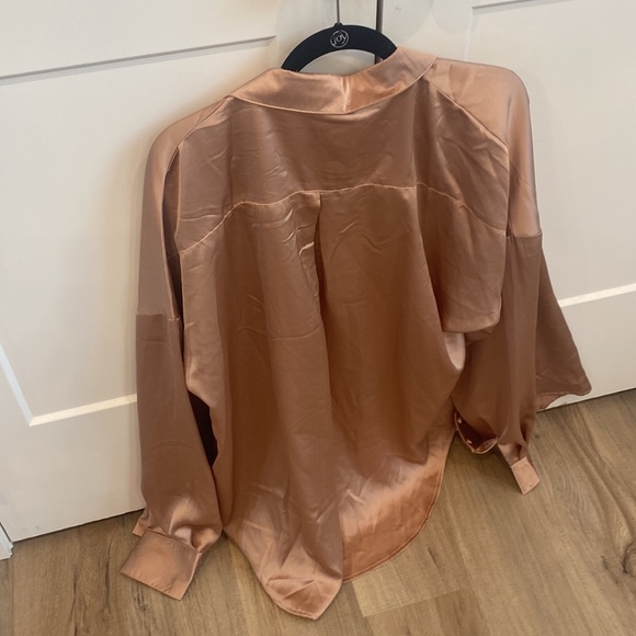 Blush Silk Collared Button Down - Picture 2 of 3